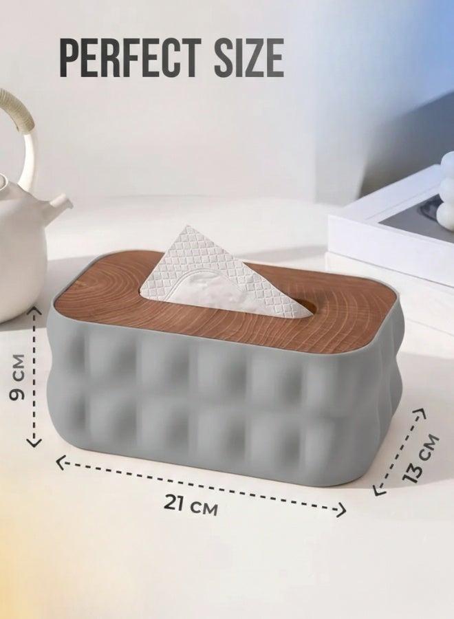 هابي هوم علبة مناديل بلاستيك عصرية بتصميم بابلز مع غطاء علوي، منظم مناديل أنيق للاستخدام اليومي، مصنوع من خامة متينة سهلة التنظيف، مقاس 21×13×9 سم، مثالية للمكتب، الحمام، غرفة المعيشة، والديكور العصري للمنزل - Image 3